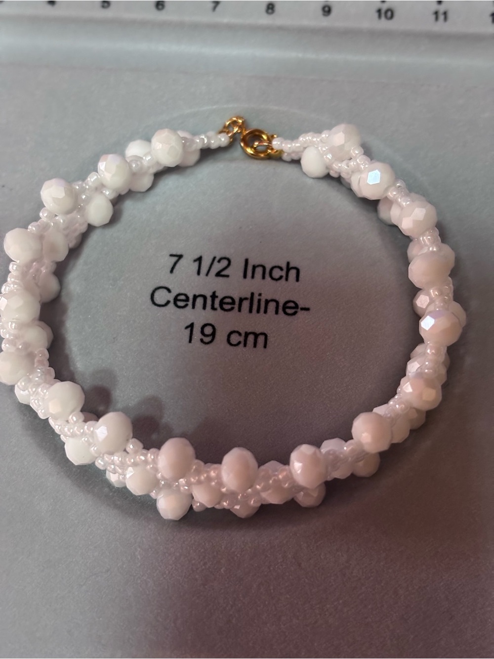 Handmade White Beaded Cluster Bracelet - 7.5-8 inches - Picture 5 of 8